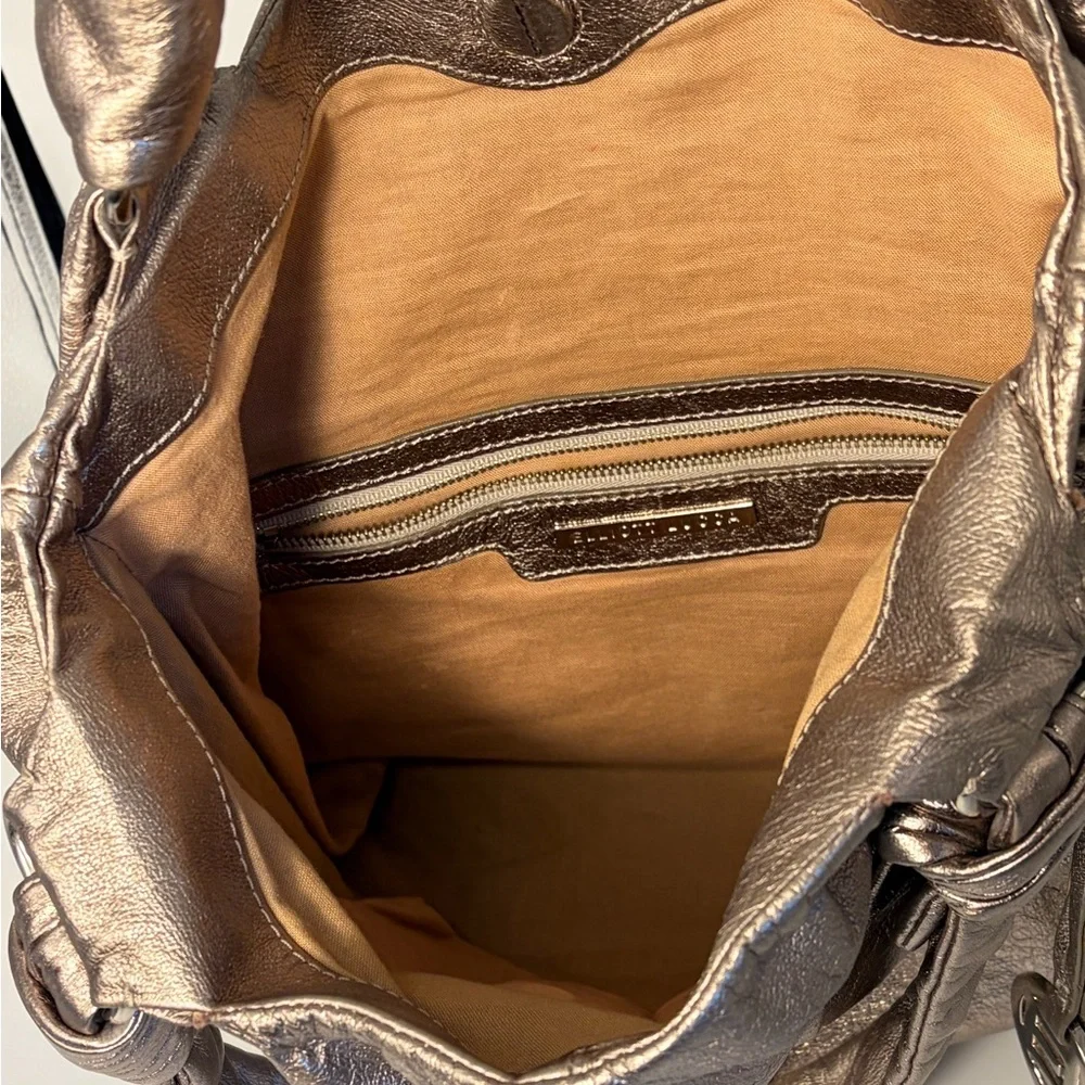 Elliott Lucca Metallic‎ Gold/Silver Large Shoulder Bag/Magnetic Closure